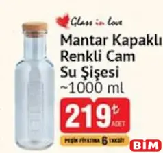 GLASS İN LOVE MANTAR KAPAKLI RENKLİ CAM SU ŞİŞESİ 1000 ML GLASS İN LOVE MANTAR KAPAKLI RENKLİ CAM SU ŞİŞESİ 1000 ML